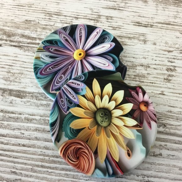 Pastel Paper Wildflowers Car Coasters Set of 2 - Picture 7 of 9